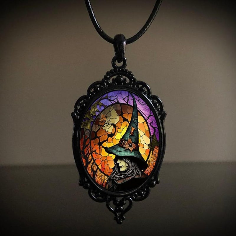 MIFYNN Gothic Bat Glass Pendant Necklace for Women Vintage Gothic Rope Chain Witch Bat Choker Dark Punk Style Necklace Victoria Emboss Necklaces Mystic Witch Jewelry Accessories - Image 2